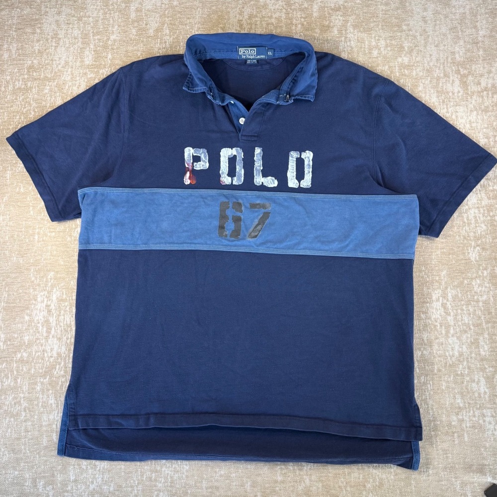 Polo Ralph Lauren Rugby Polo Mens XL Blue Y2K Cotton